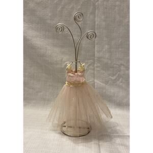 Decorative Silver Stand With Pink Ballet Dress Photo/Card Holder